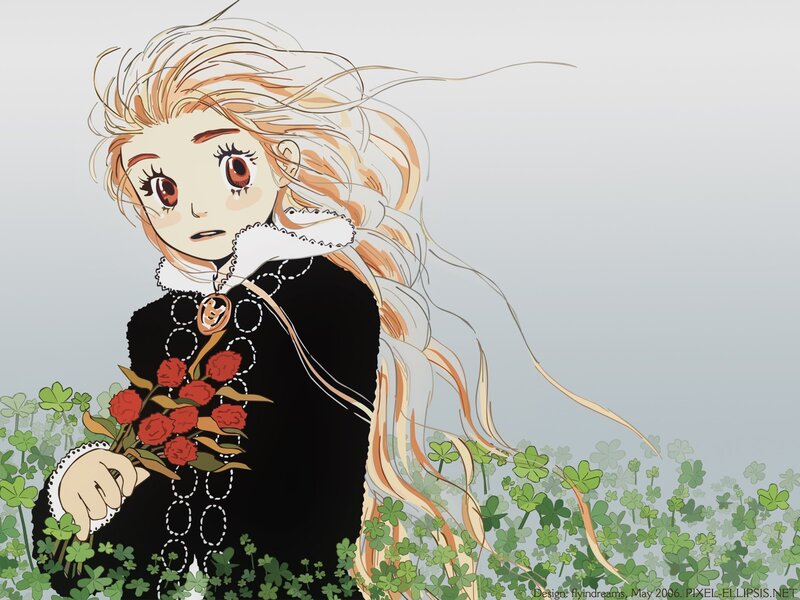 anime girl with flowers