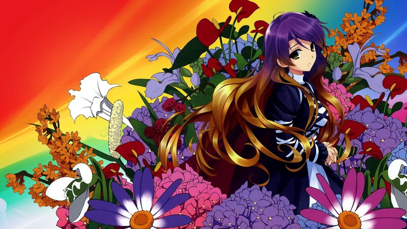 anime girl with flowers