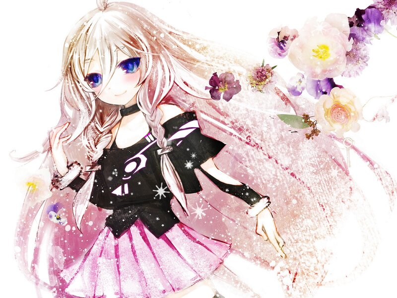 anime girl with flowers