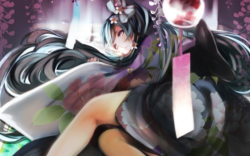 anime girl with flowers