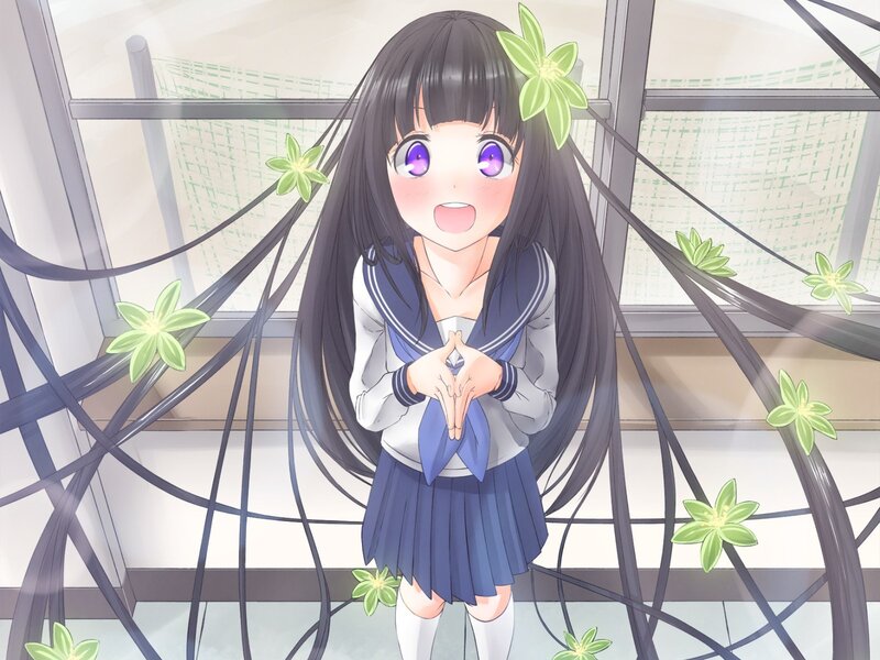 anime girl with flowers