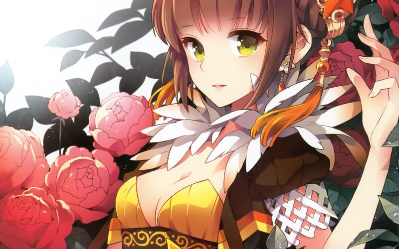 anime girl with flowers