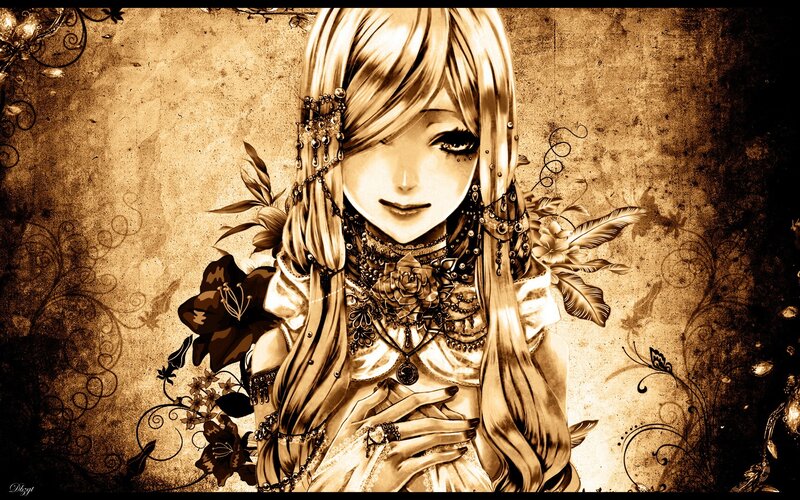 anime girl with flowers
