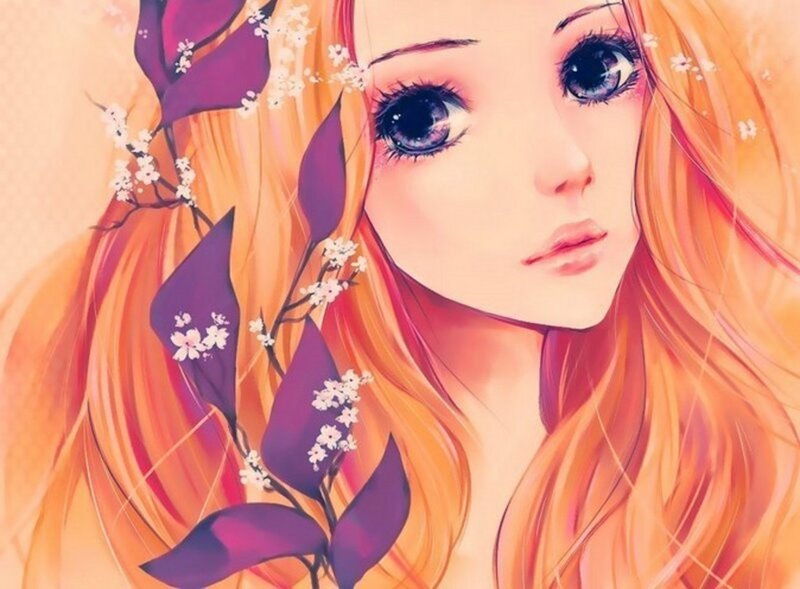 anime girl with flowers