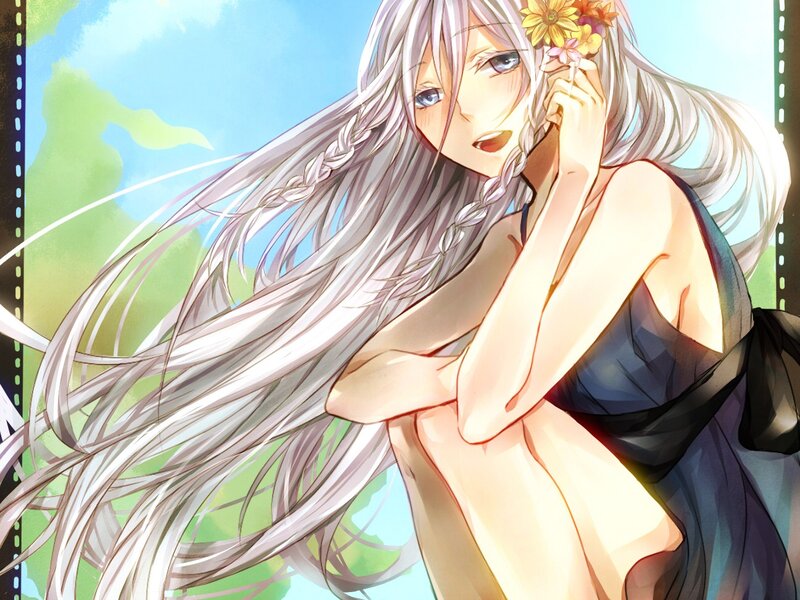 Anime girl with flowers