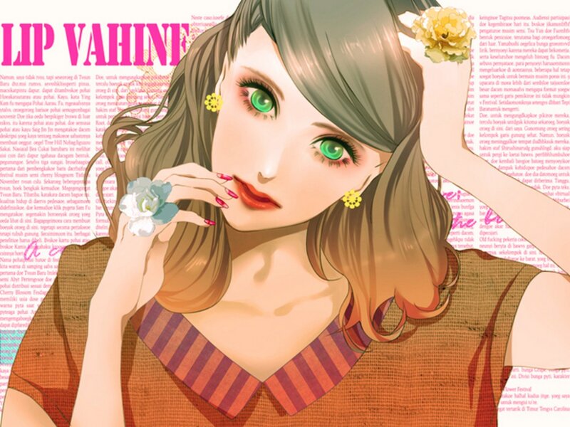 anime girl with flowers