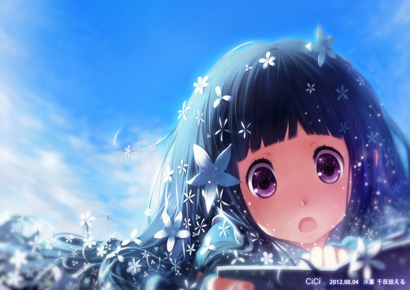 anime girl with flowers