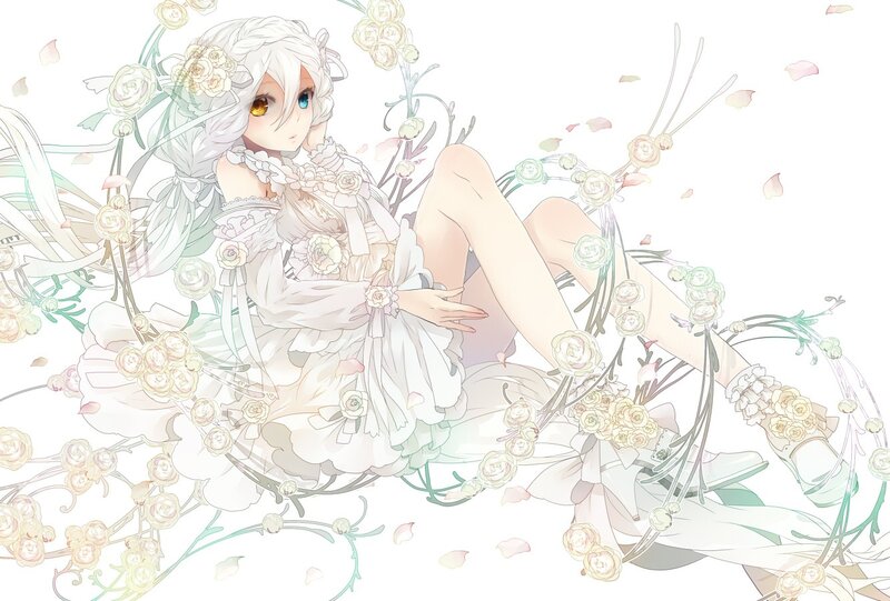 Anime girl with flowers