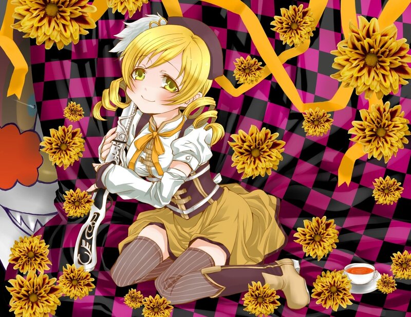 Anime girl with flowers