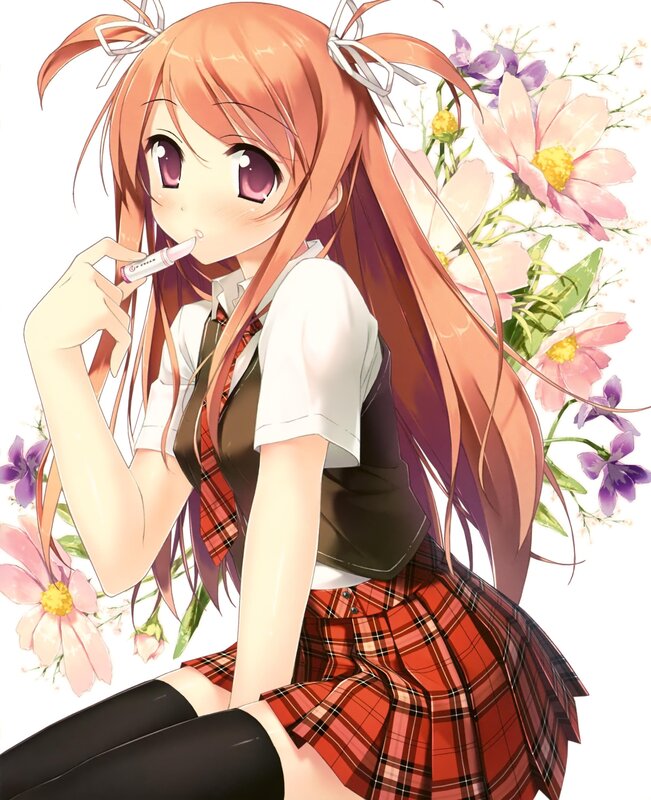 anime girl with flowers