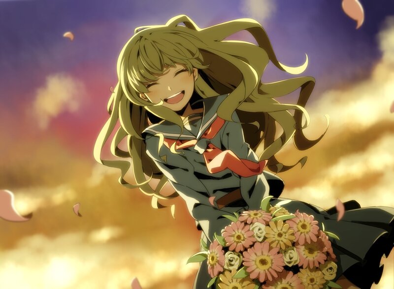Anime girl with flowers