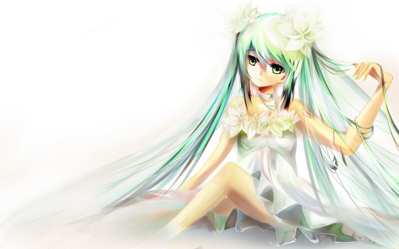 Anime girl with flowers