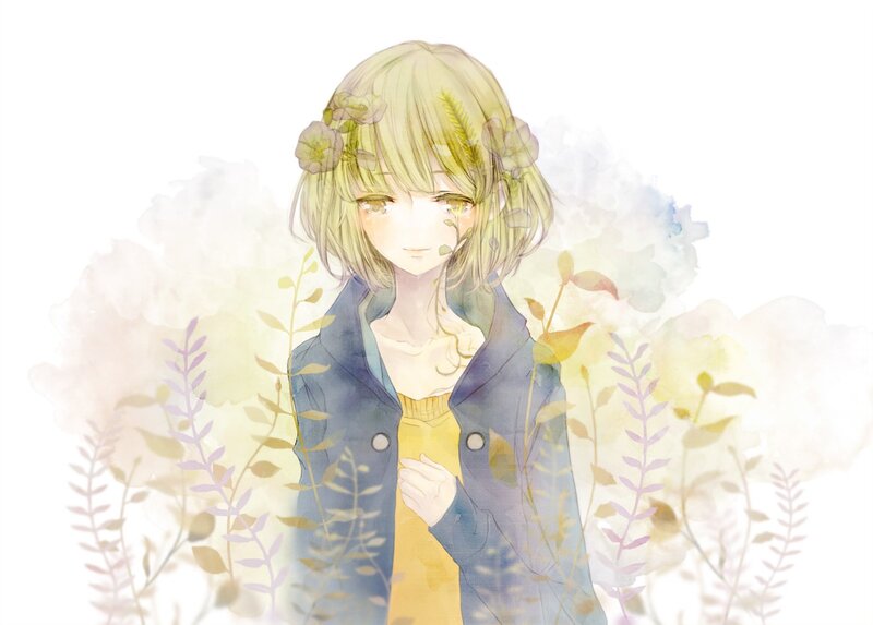 anime girl with flowers