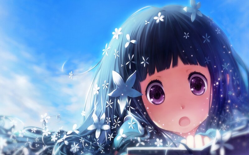 anime girl with flowers