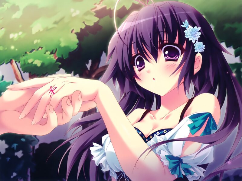 anime girl with flowers