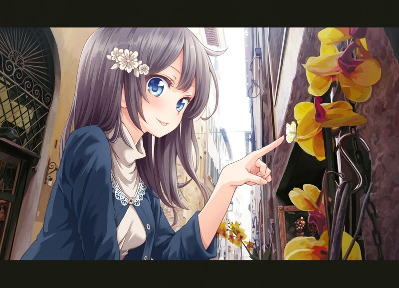 anime girl with flowers