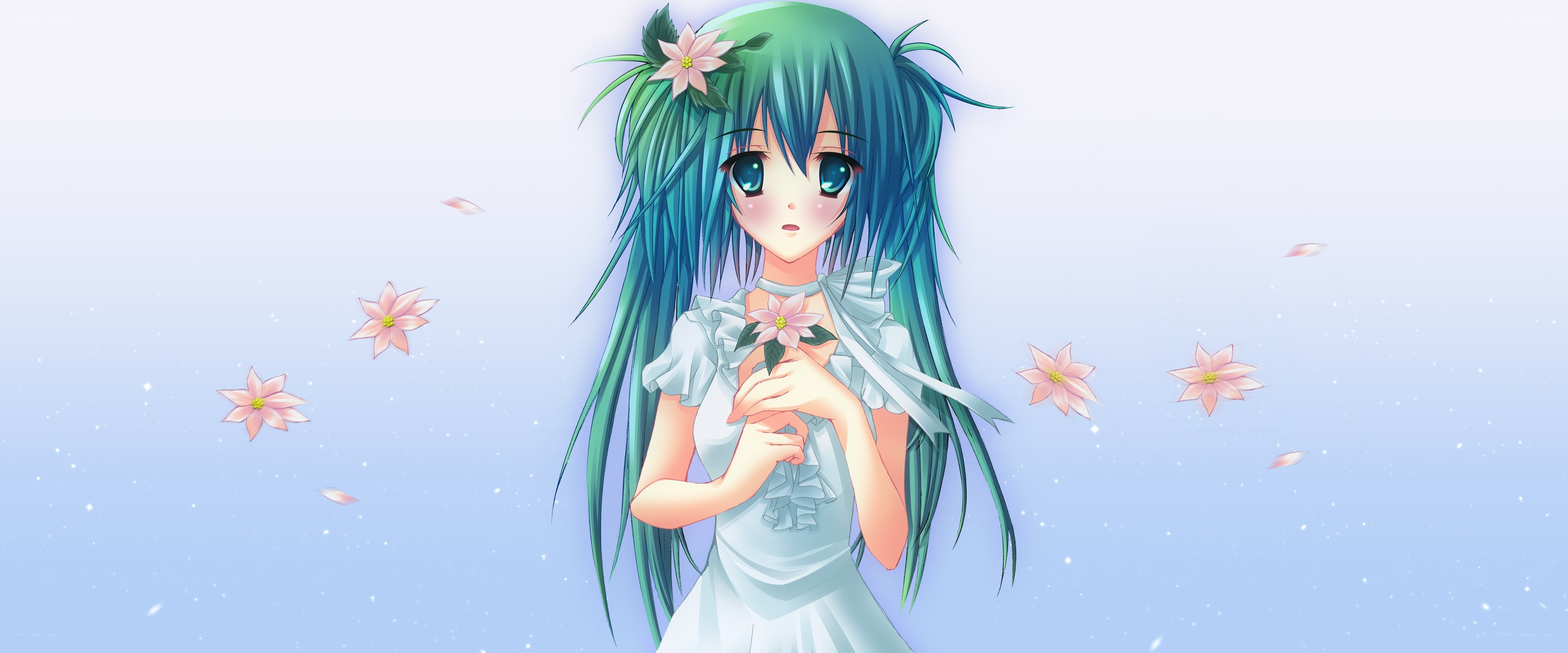 anime girl with flowers