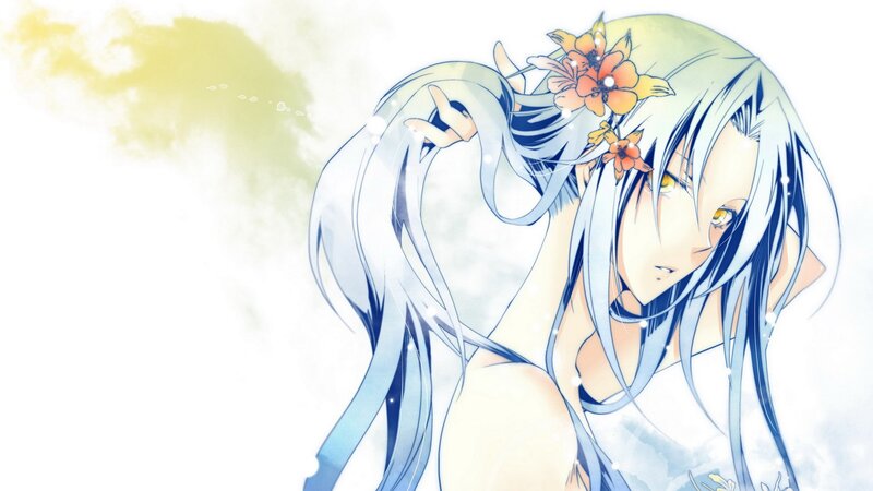 anime girl with flowers