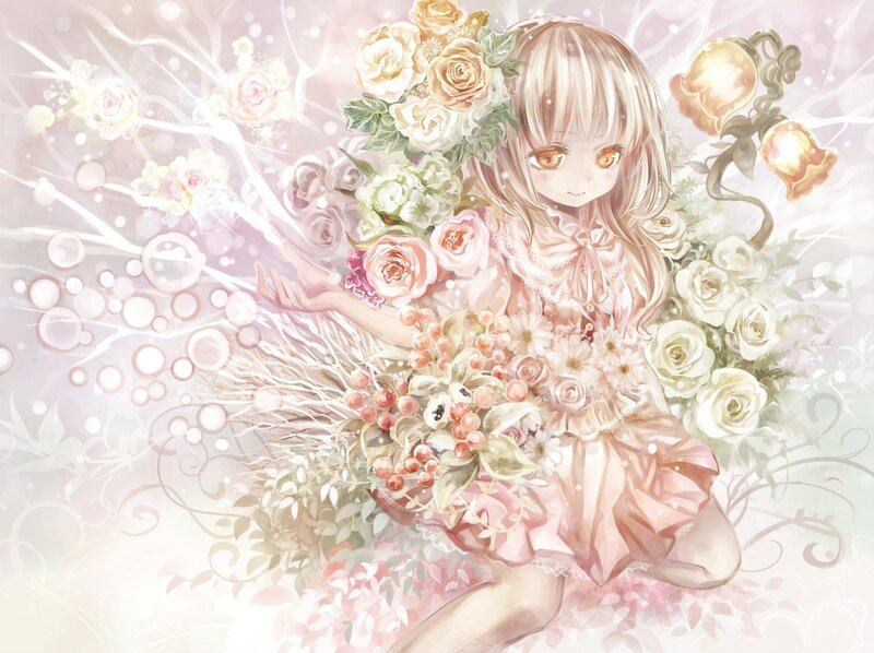 Anime girl with flowers