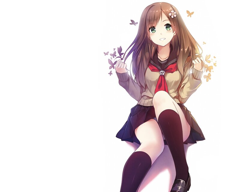 anime girl with flowers