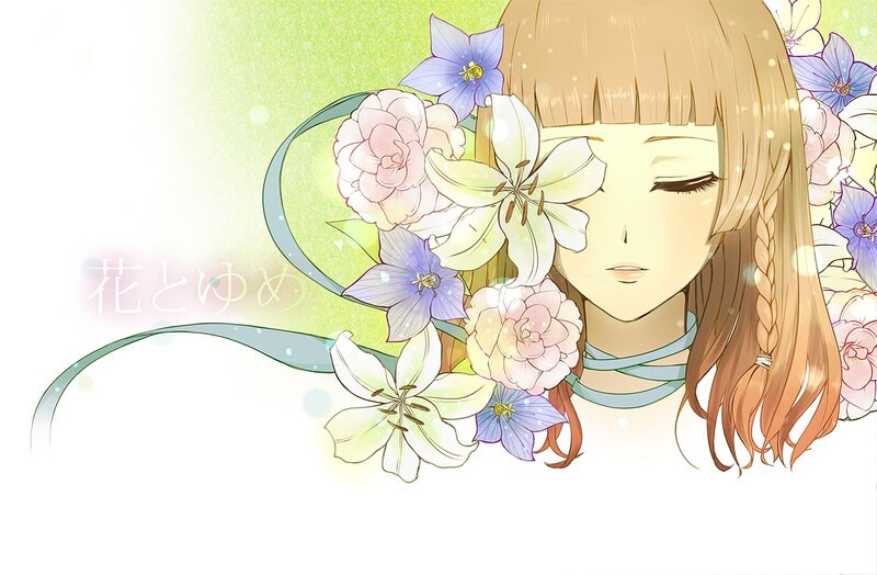 Anime girl with flowers