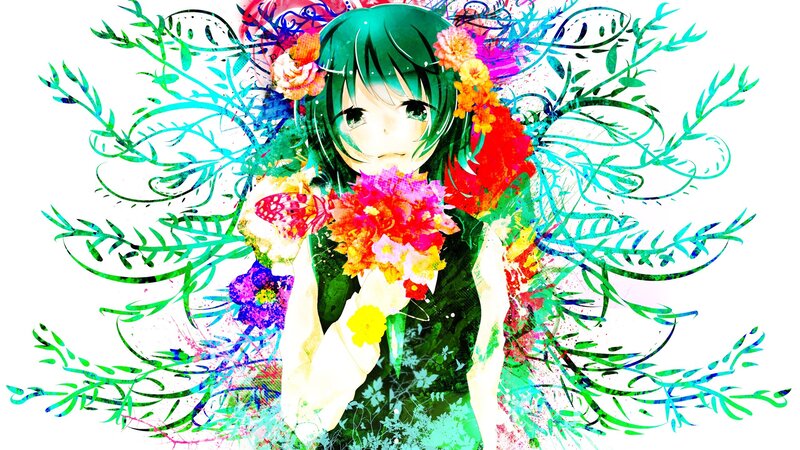 anime girl with flowers