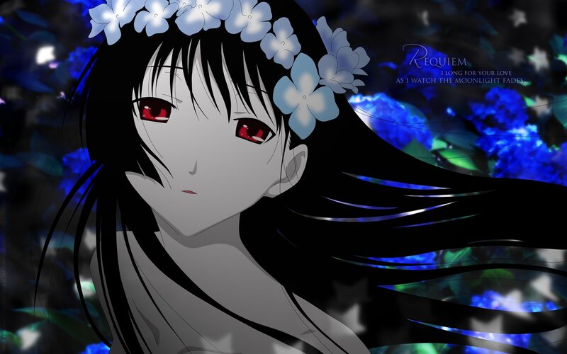 anime girl with flowers