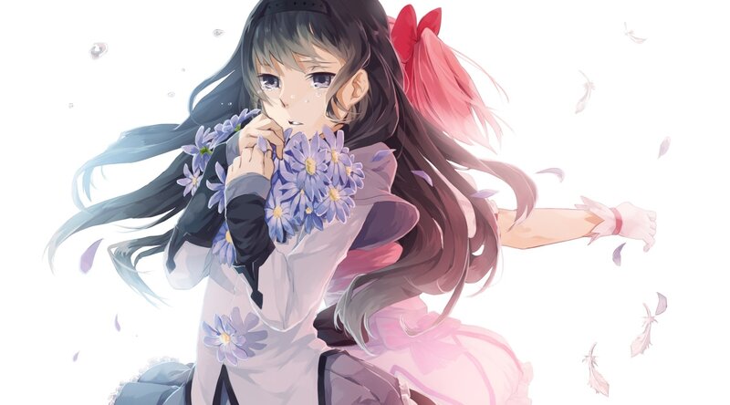 anime girl with flowers