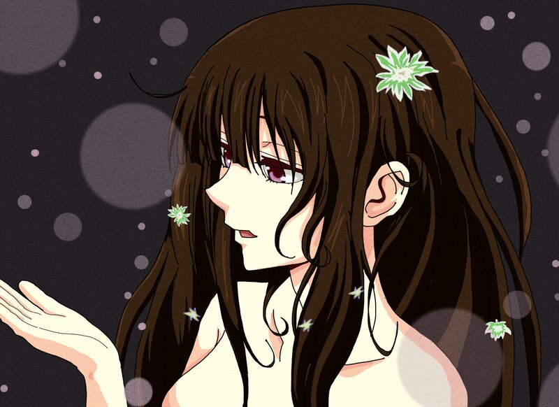 anime girl with flowers
