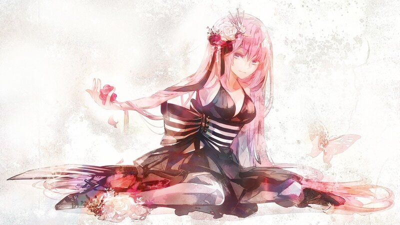 anime girl with flowers