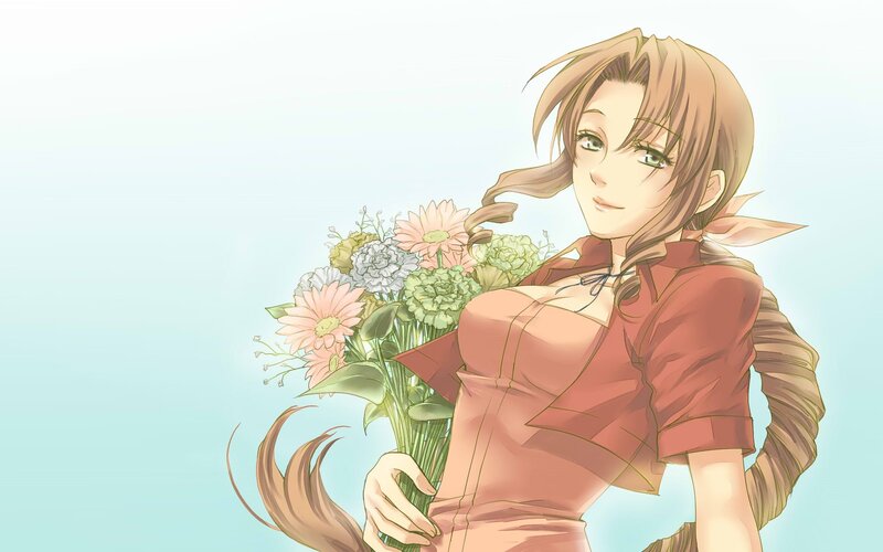 anime girl with flowers