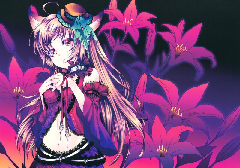 anime girl with flowers