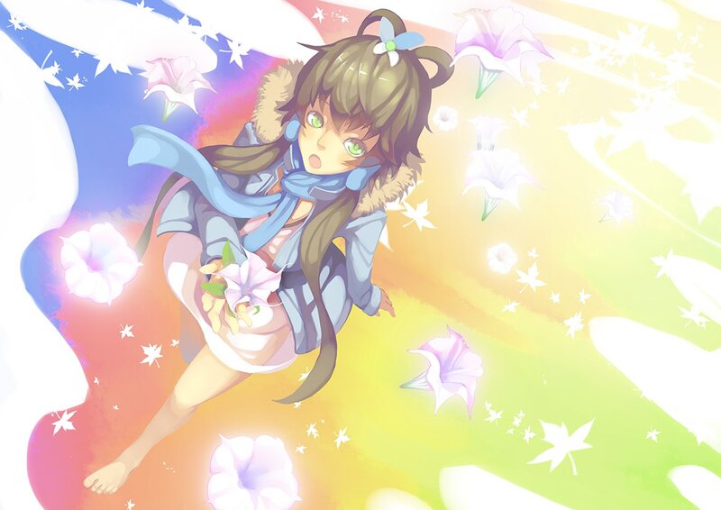 Anime girl with flowers