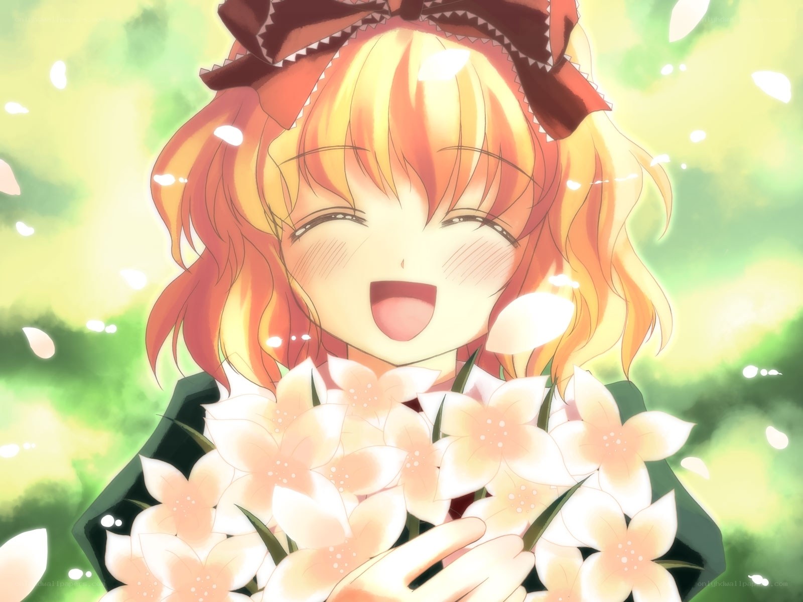 Anime girl with flowers