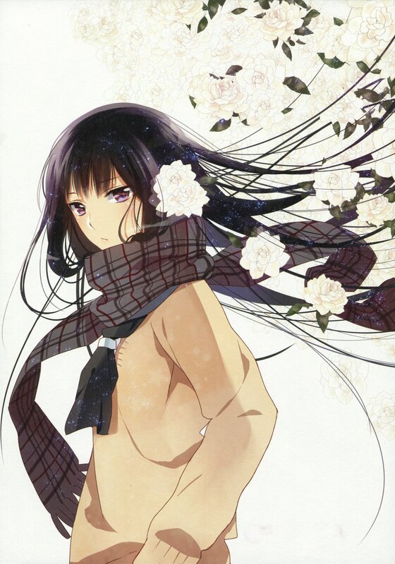 anime girl with flowers