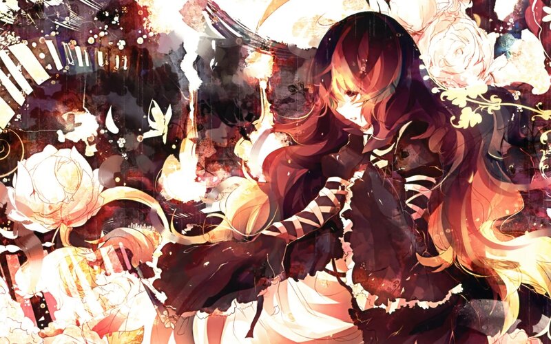 anime girl with flowers