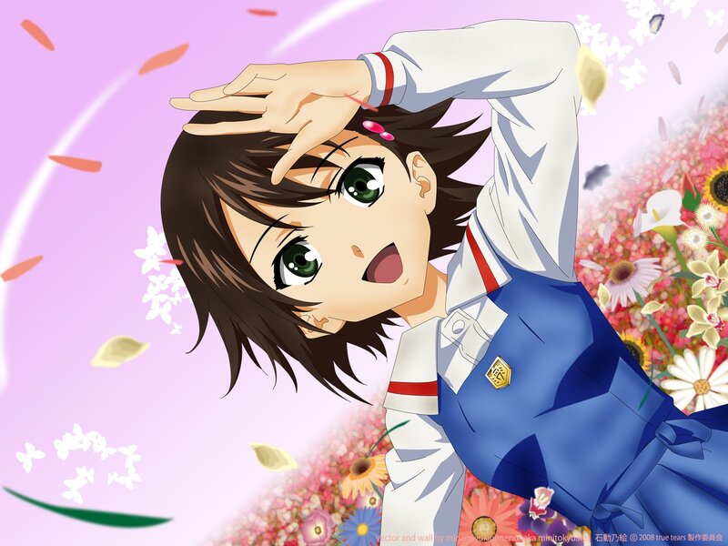 anime girl with flowers