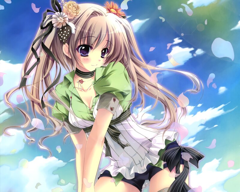 anime girl with flowers