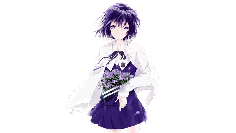 anime girl with flowers