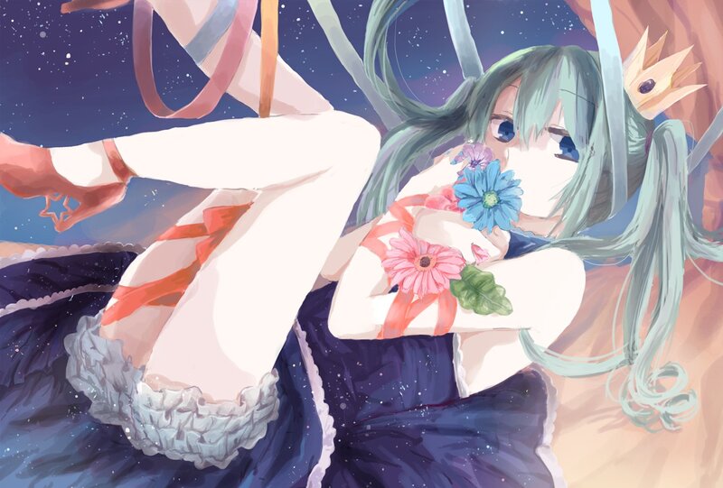 Anime girl with flowers