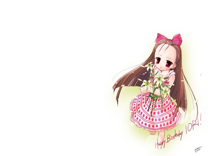 anime girl with flowers