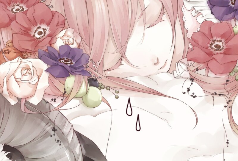 Anime girl with flowers