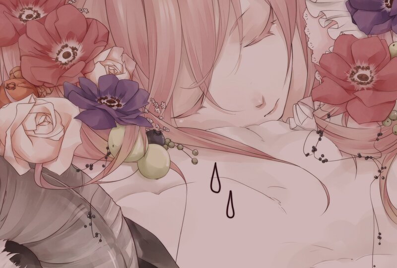 Anime girl with flowers