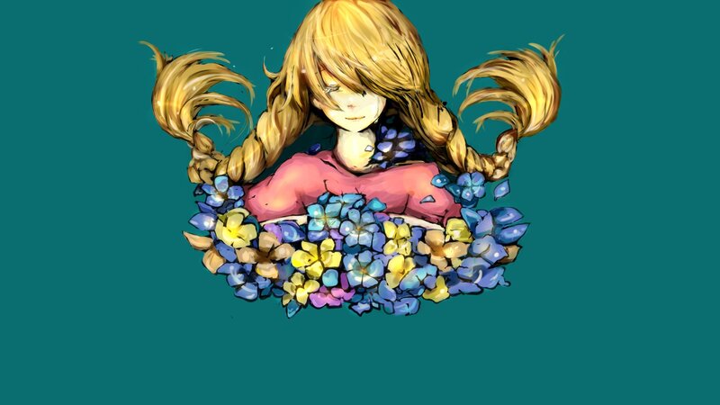 anime girl with flowers