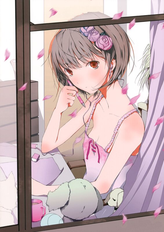 anime girl with flowers