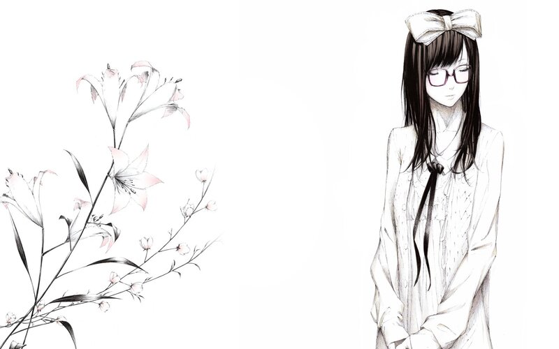anime girl with flowers