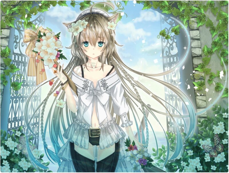 Anime girl with flowers
