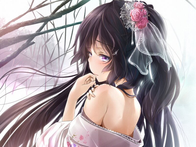 anime girl with flowers