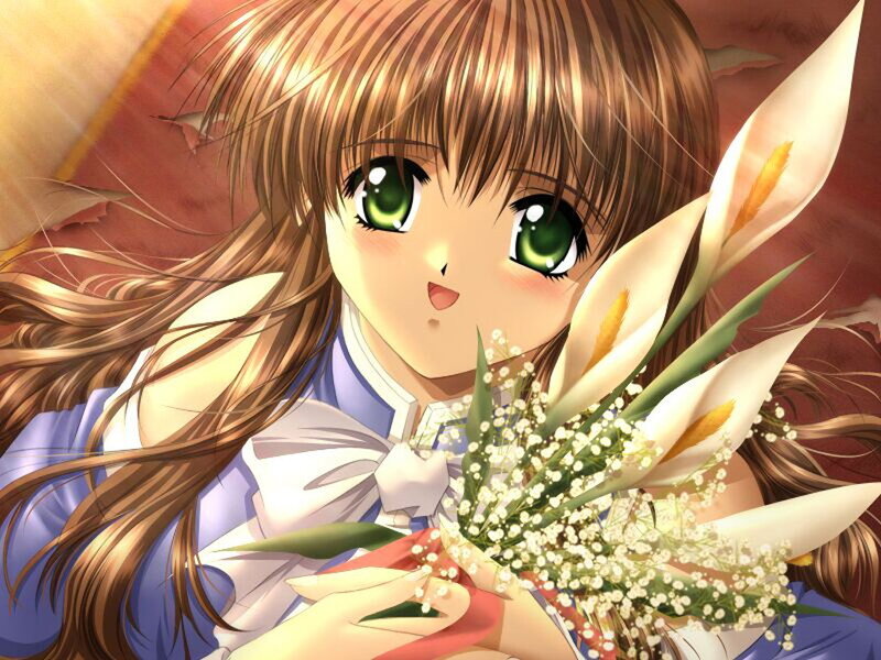 anime girl with flowers