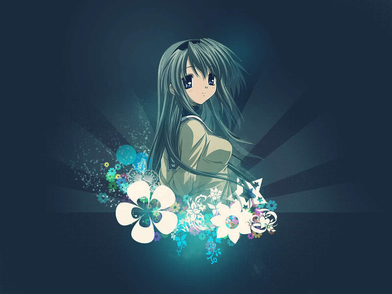 anime girl with flowers